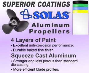 Solas aluminum propeller coatings and squeeze casting